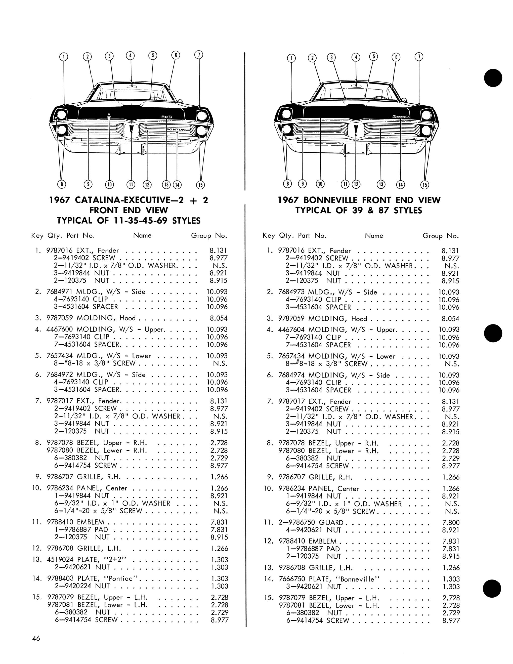 1967 Pontiac Molding and Clip Catalog